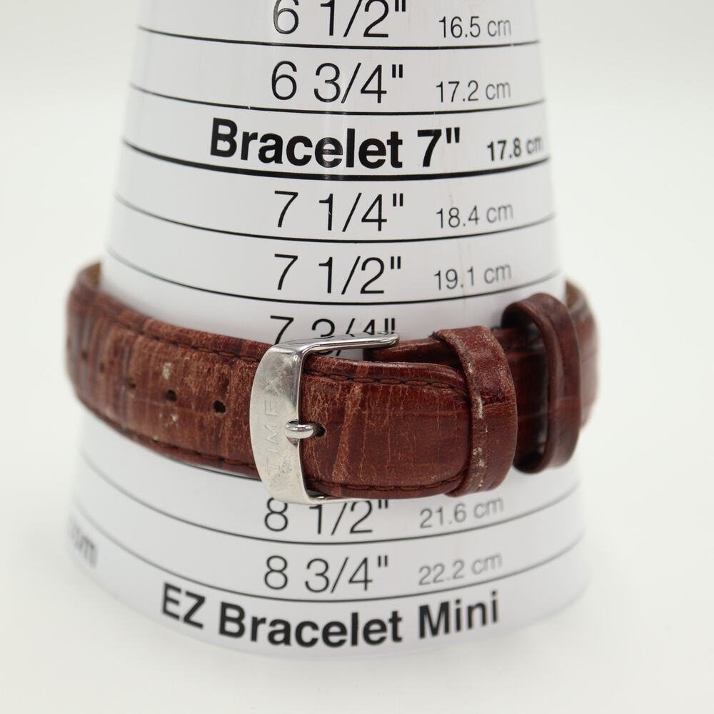 Timex Indiglo Mens 41mm Easy Read Gray Date Watch Brown Leather w New Battery - Picture 2 of 13